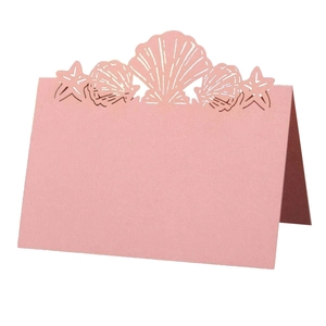 Laser Cut Shell Starfish Ocean Theme Pearlescent Paper Place Cards For Wedding Party Event Table Decoration Name Seat Cards Elegant Stationery