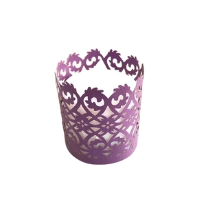 Exquisite purple laser-cut paper decorative lampshade with elegant hollow scroll patterns
