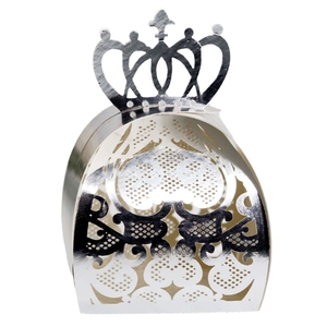 Elegant silver mirror crown laser cut candy box for wedding party favors packaging