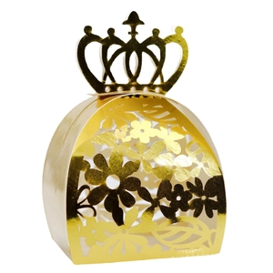 European Crown Laser Hollow Candy Gift Box Pearlescent Paper Floral Wedding Party Favor Packaging Decoration