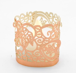 Abat-jour évidé doré champagne avec bougie LED pour décorations festives et fêtes