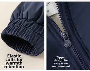 Detailed macro view of elastic cuffs and durable zipper on the warm winter jacket