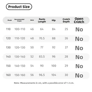 Detailed size chart for boys cargo pants with height, waist, and length measurements