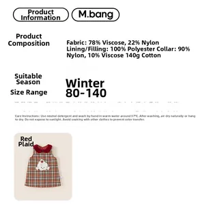 Detail list of winter plaid sleeveless dress fabric content and size recommendations