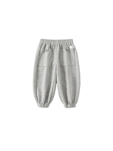Pantalon de jogging gris chiné pour enfants avec taille élastique et grandes poches