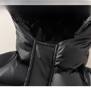 Detailed macro view of the windproof hooded design and high-quality zipper of the kids' jacket