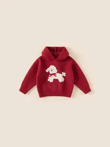 Maglione in Maglia con Cappuccio a Forma di Cucciolo per Ragazze Caldo Maglione in Acrilico a Maniche Lunghe con Fiocco 3D