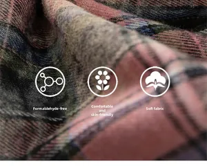 Close-up of soft plaid flannel fabric for kids shirts with skin-friendly texture