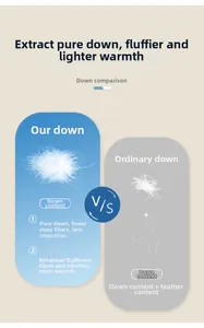 Detailed comparison showing high-purity down filling versus ordinary filler for winter baby suit