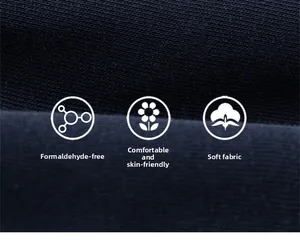 Detail of navy knit fabric showing soft texture and skin-friendly weave of child pants