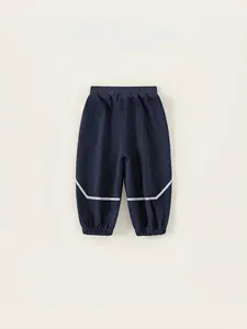 Dark blue kids joggers with elastic waist and reflective silver safety stripes