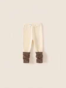 Winter thermal padded baby leggings with cute contrast stripe patch for infant girls