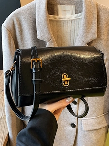 Borsa a Tracolla Quadrata in Pelle PU da Donna Retro Borsa a Spalla Minimalista Con Chiusura in Metallo Elegante Borsa a Mano