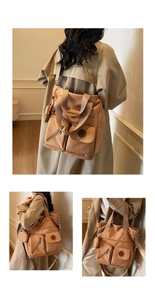 Vue détaillée du grand sac cabas avec poches fonctionnelles et poignées pratiques