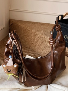 Damen Minimalistische PU Leder Hobo Tasche Retro Stilvolle Dumpling Schultertasche Große Kapazität Commuter Achseltasche