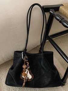 Vintage PU Leather Large Capacity Tote Bag For Women Winter Fashion Commute Shoulder Bag With Leopard Heart Pendant