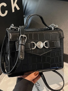 Borsa Quadrata Piccola in Pelle PU Vintage per Donna Motivo Coccodrillo Stampa Leopardata Fibbia a Cuore Borsa a Tracolla a Spalla