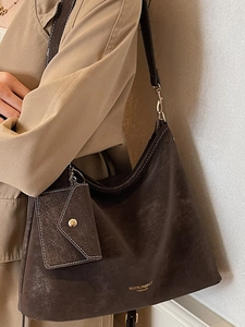 Sac cabas vintage en similicuir marron foncé avec porte-cartes pour les déplacements quotidiens