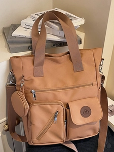 Sac Cabas en Toile Urbain Simple Pour Femmes Grande Capacité Multi Poches Sac à Bandoulière Pour Le Travail Quotidien Bureau