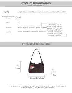 Guide des tailles pour sac bandoulière en PU avec dimensions de 30cm de long et 21cm de haut
