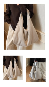 Détails de la texture velours et de la fermeture éclair sur le grand sac cabas