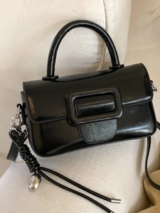 Vintage PU Leather Small Square Bag Retro Large Buckle Handbag Versatile Crossbody Shoulder Bag For Women 2025 Winter