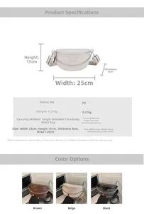 Détails du sac de poitrine en cuir PU tressé avec chaîne en métal et spécifications de taille