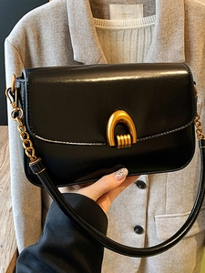 Women Elegant PU Leather Small Square Bag Vintage Underarm Shoulder Crossbody Bag Gold Buckle Fashion Commute Handbag