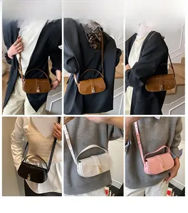 Collage of chic patent leather crossbody bags in various colors on models for daily wear