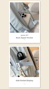 Détail de la poche arrière antivol cachée et du porte-bouteille latéral du sac