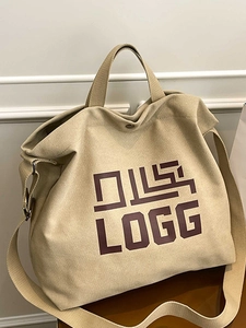 Women Large Capacity Canvas Tote Bag Casual Shoulder Handbag With Letter Print For University Students School Work