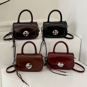 Chic square crossbody bags in dark coffee, black, caramel, and wine red colors