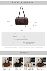Detailed dimension guide and size specifications for the stylish PU leather Boston shoulder bag