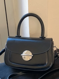 Women Retro Minimalist PU Leather Square Bag Round Metal Buckle Handheld Crossbody Shoulder Bag For Daily Commuting