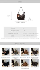 Detailliertes Diagramm mit Maßen und Tragemöglichkeiten der PU-Tasche in drei Stilen