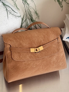 Vintage PU Leather Tote Bag For Women Large Capacity Shoulder Bag With Metal Lock Classic Commuter Office Handbag