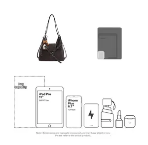 Détail de l'intérieur d'un sac cabas marron pouvant contenir un iPad Pro de 11 pouces et un mobile