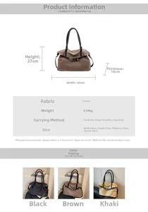 Detailed size chart and multi-color options for large canvas retro tote bag