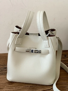 Women Minimalist PU Leather Bucket Bag Lychee Texture Retro Handbag Crossbody Bag With Shoulder Strap Tote For Ladies