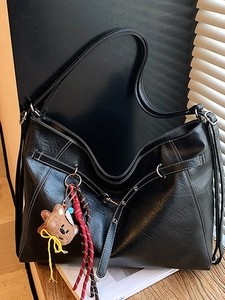 Women Large Capacity PU Leather Tote Bag With Contrast Stitching Urban Simple Commuter Shoulder Bag Daily Fashion Handbag