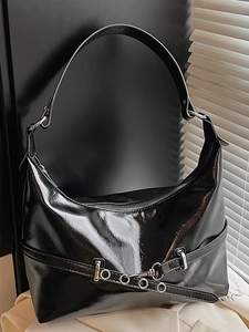 Women Large Capacity PU Leather Tote Bag Minimalist Retro Shoulder Underarm Bag Commuting Crossbody Bag Fashion Solid Purse
