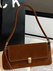 Borsa Sottobraccio in Camoscio Rétro Francese per Donna Elegante Borsa Baguette con Chiusura in Metallo Oro Borsa a Tracolla Moda