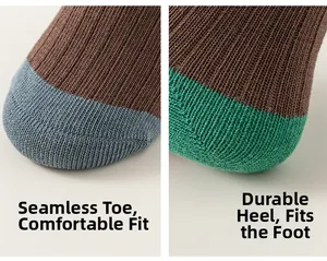 Detail of boneless stitching and reinforced heel on vintage cotton knit socks