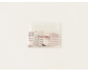 Set of 5 striped kids mid-calf socks in Morandi tones inside matte zipper packaging