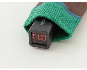 Detail of striped cotton sock cuff showing fluorescent-free safety test result