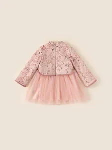 Mädchenkleid im chinesischen Stil in Rosa mit Pflaumenblütenmuster und Tüll