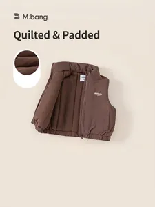Gilet matelassé sans manches pour enfants de couleur marron foncé avec col montant