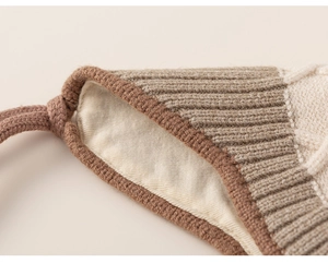 Close-up of the soft knit texture and dual-layer lining on this warm children's hat