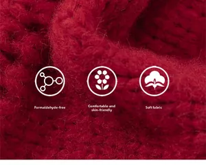 Macro shot of red knit fabric texture, formaldehyde-free and soft skin-friendly material