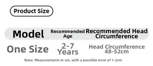 Detailed size chart for kids cartoon knit hat showing head circumference 48-52cm for ages 2-7